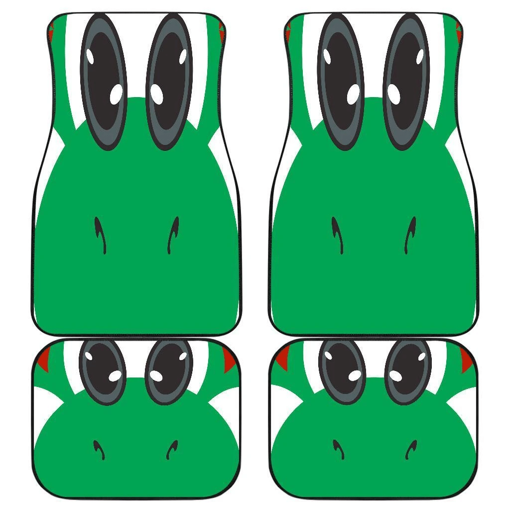 Mario Car Mats Game Character Yoshi Face Details Pattern Car Floor Mats Green