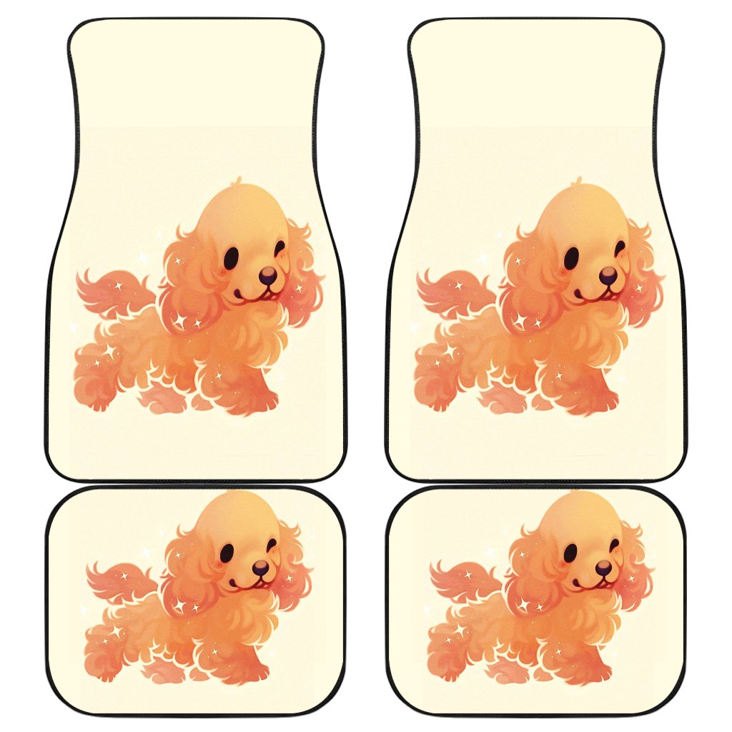 Dog Car Floor Mats Cute Drawing Style Dog Art Graphic Orange Car Mats