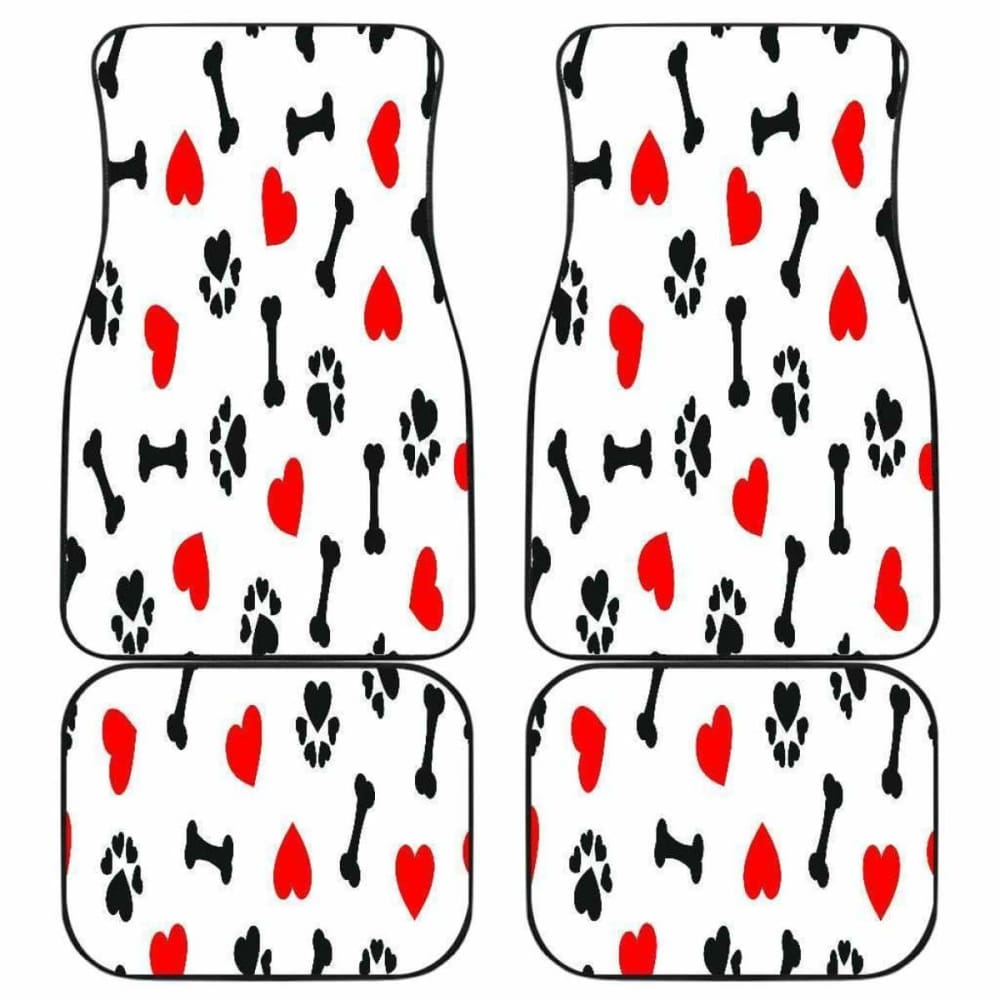 Dog Car Floor Mats Cute Dog Paw Bones Heart Pattern Car Mats