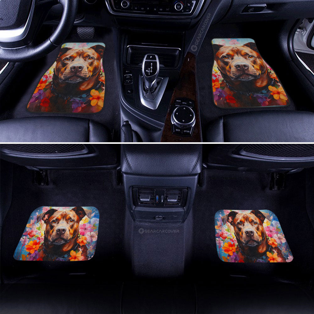 Dog Car Floor Mats Cool Dog Pitbull Floral Pattern Graphic Car Mats