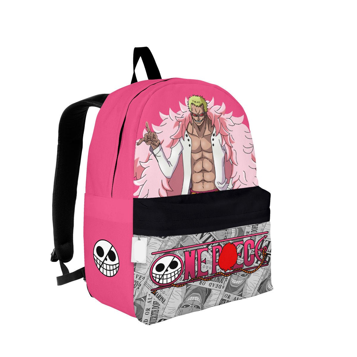 One Piece Backpack One Piece Donquixote Doflamingo Symbol Manga Pattern Backpacks Pink