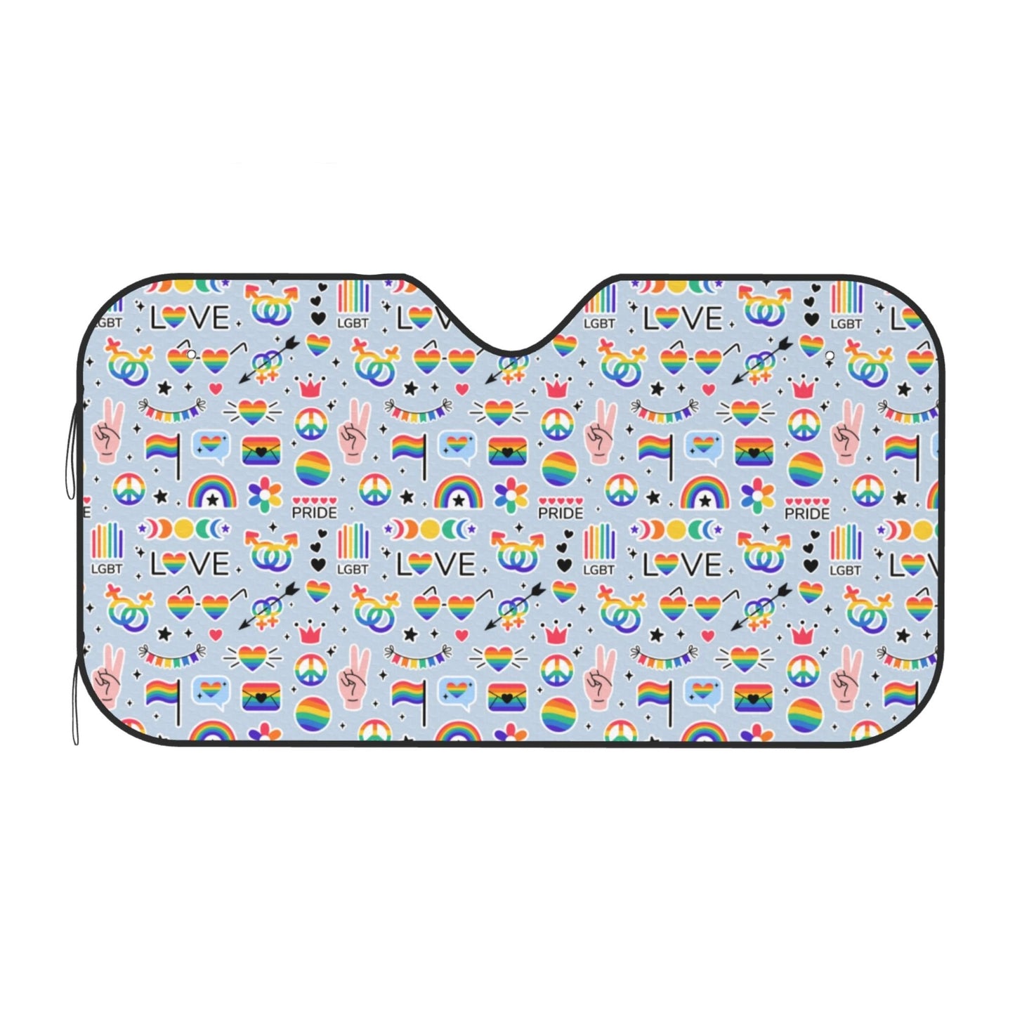 LGBT Car Sun Shade Rainbow LGBT Pride Doodle Sticker Pattern Winshield Sun Shade Blue