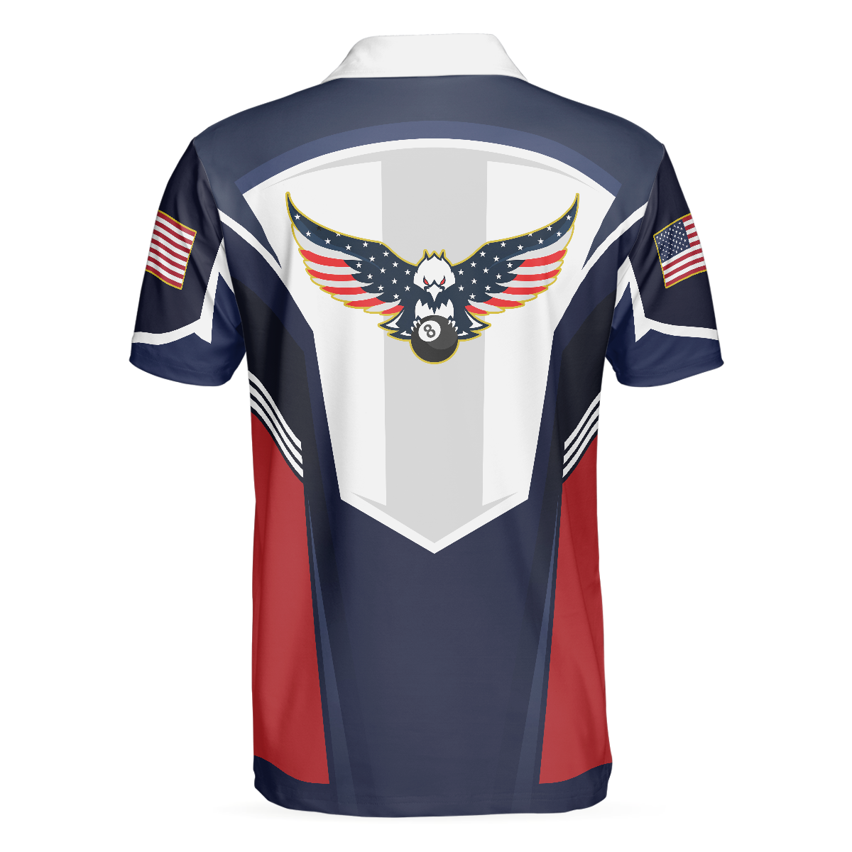 Billard Polo Shirt American Eagle Billard 8 Ball Graphic Boys Polo Shirts White Blue