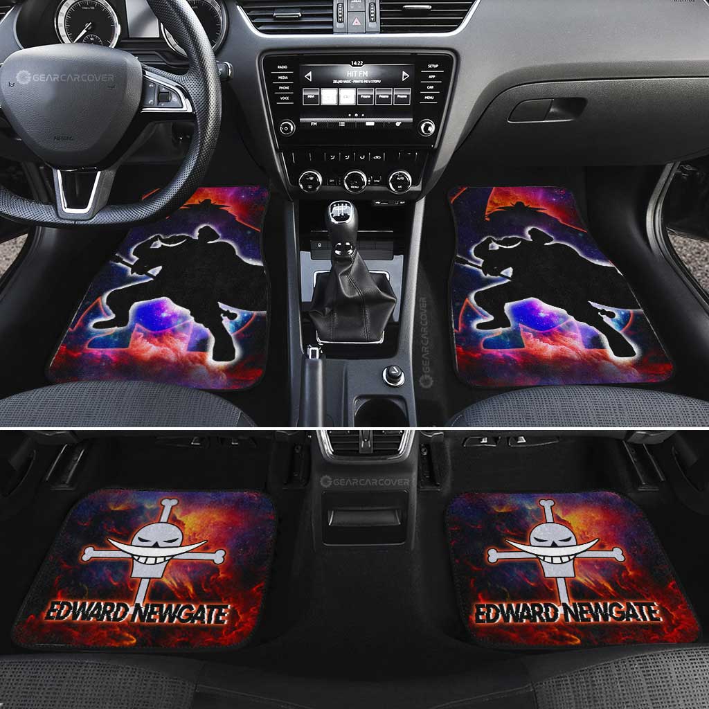 One Piece Car Mats Edward Newgate Silhouette Jolly Roger Symbol Car Floor Mats Colorful