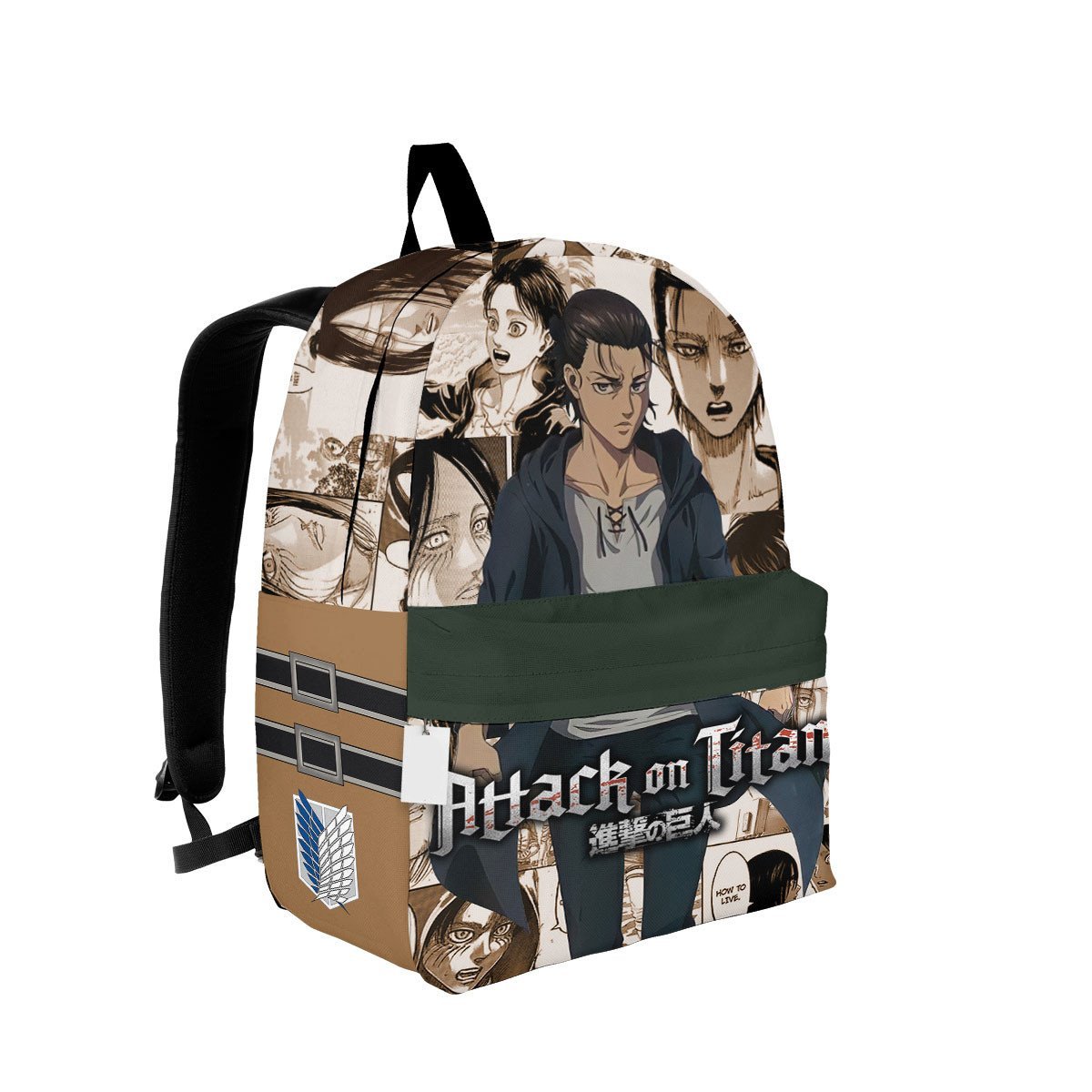 Attack On Titan Backpack Eren Yeager Character Manga Pattern Backpacks Brown