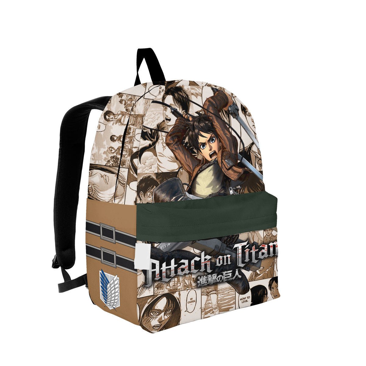 Attack On Titan Backpack Eren Yeager Fighting Manga Pattern Backpacks Brown