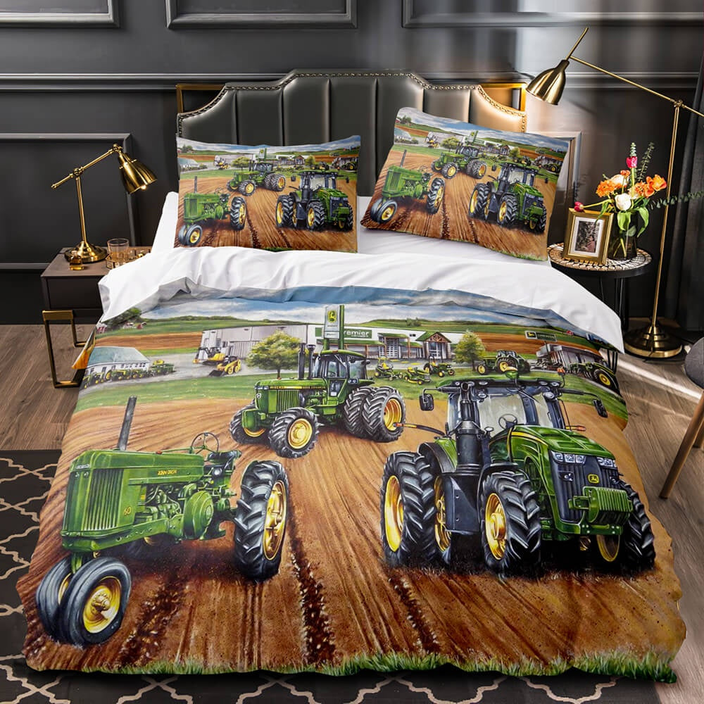 Farmer Bedding Set Farming Tractor On The Field Duvet Covers Colorful Unique Gift