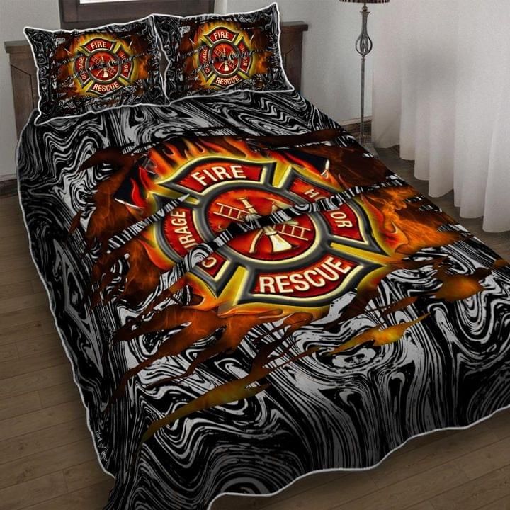 Firefighter Bedding Set Firefighter Fire Honor Courage Rescue Duvet Covers Black Unique Gift