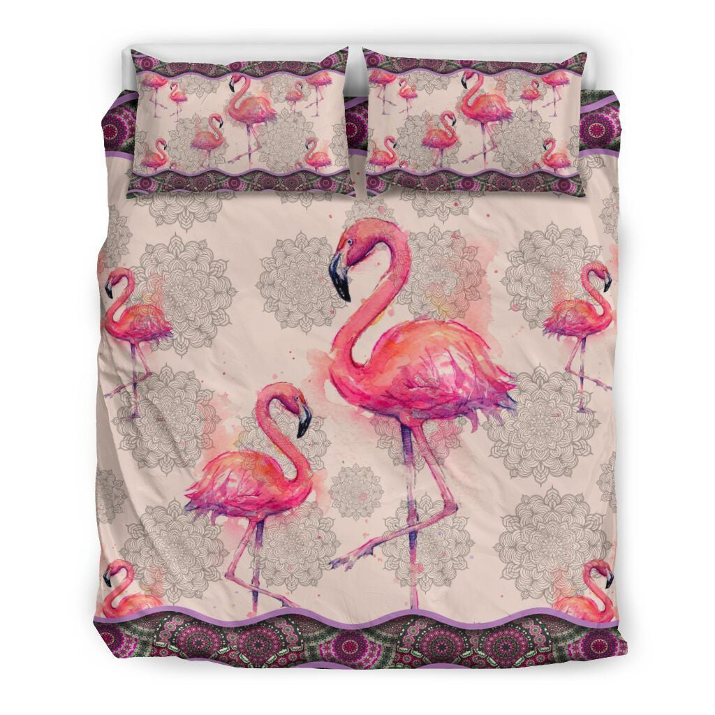Flamingo Bedding Set Flamingo Graphic Mandala Pattern Duvet Covers Pink Unique Gift