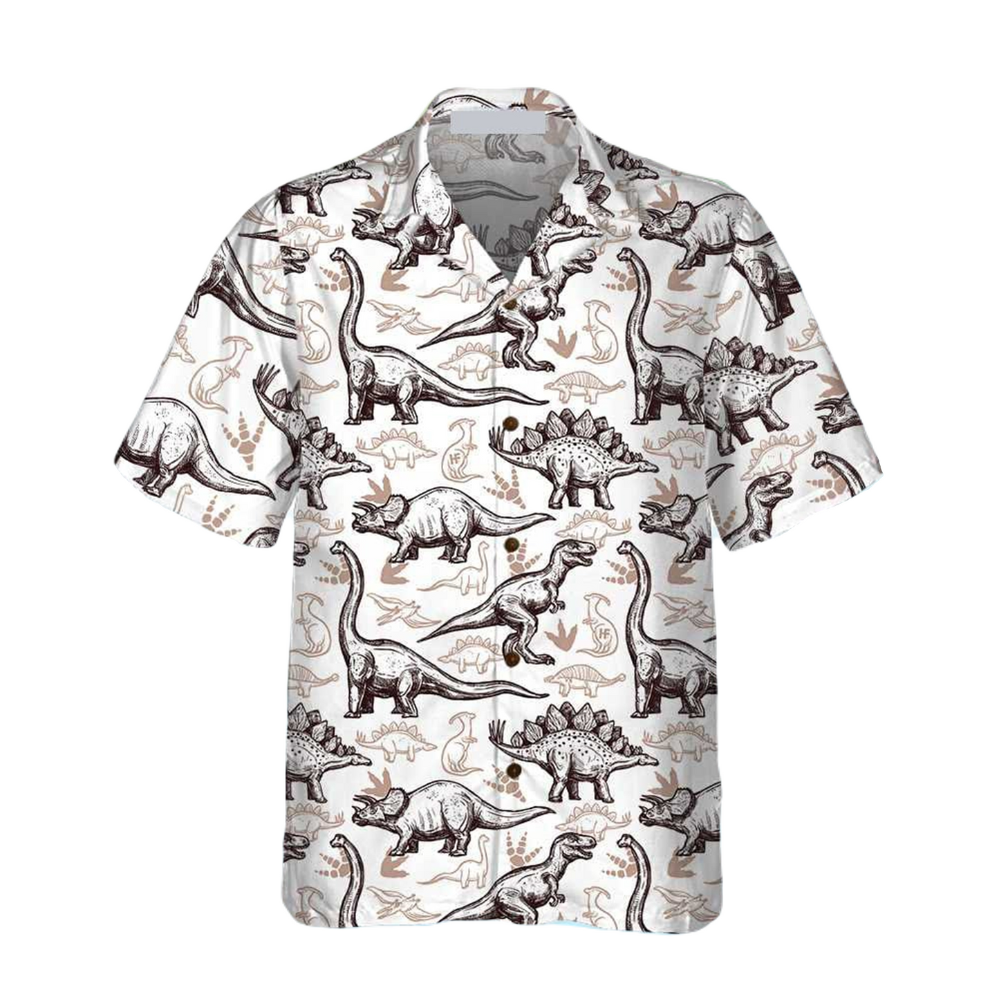 Dinosaur Hawaii Shirt All Types Of Dinosaur Footprints Pattern Hawaiian Shirt White Unisex