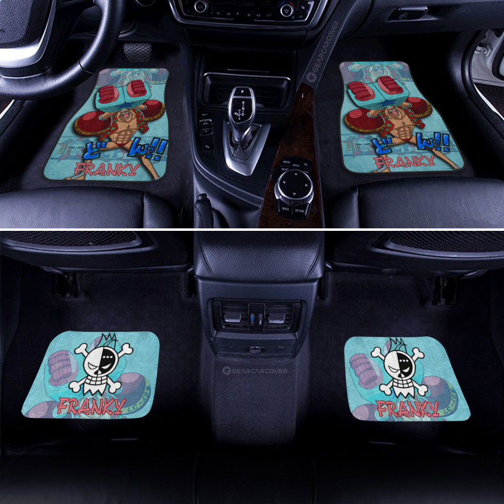 One Piece Car Mats One Piece Character Franky Jolly Roger Symbol Car Floor Mats Blue