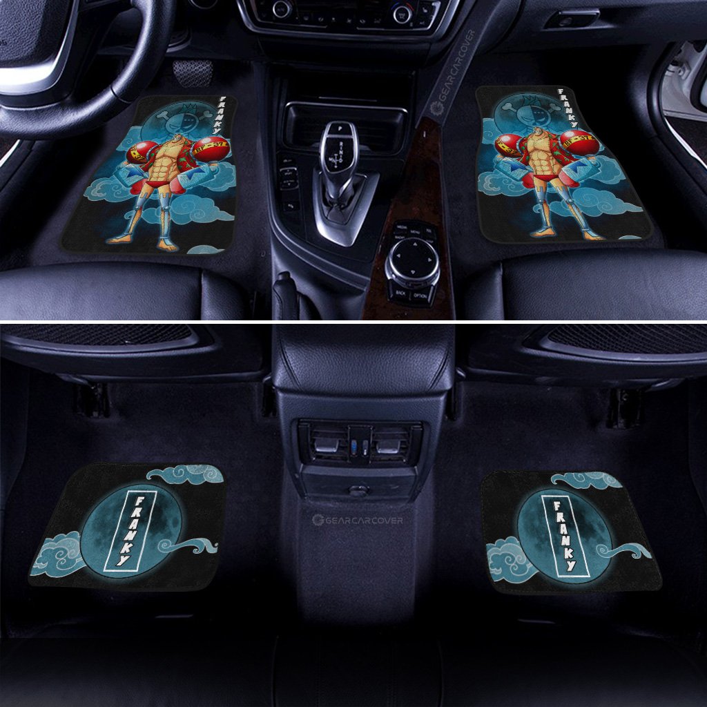 One Piece Car Mats Franky Graphic Cloud And Moon Pattern Car Floor Mats Black Blue