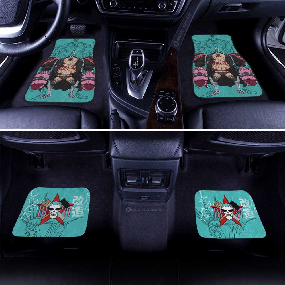 One Piece Car Mats Cool Franky BF37 Graphic Jolly Roger Symbol Car Floor Mats Blue