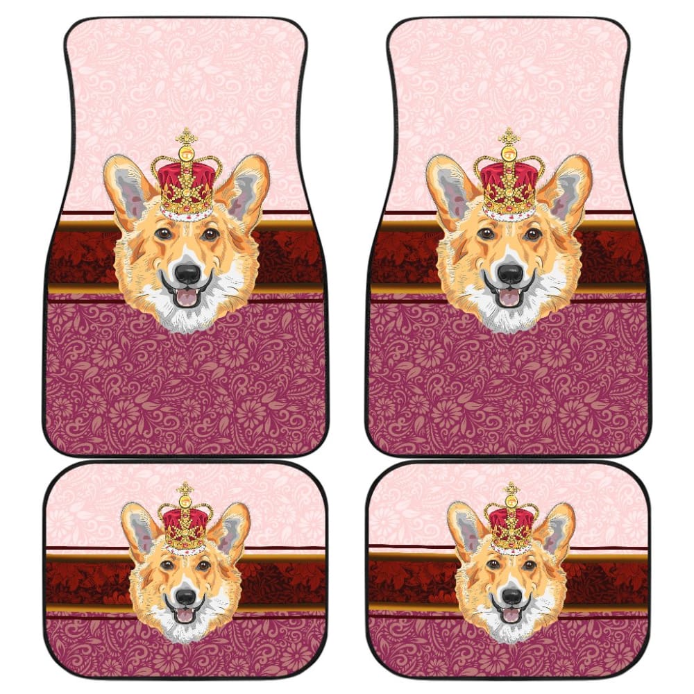 Dog Car Floor Mats Funny Corgi Dog Royal Crown Pattern Car Mats