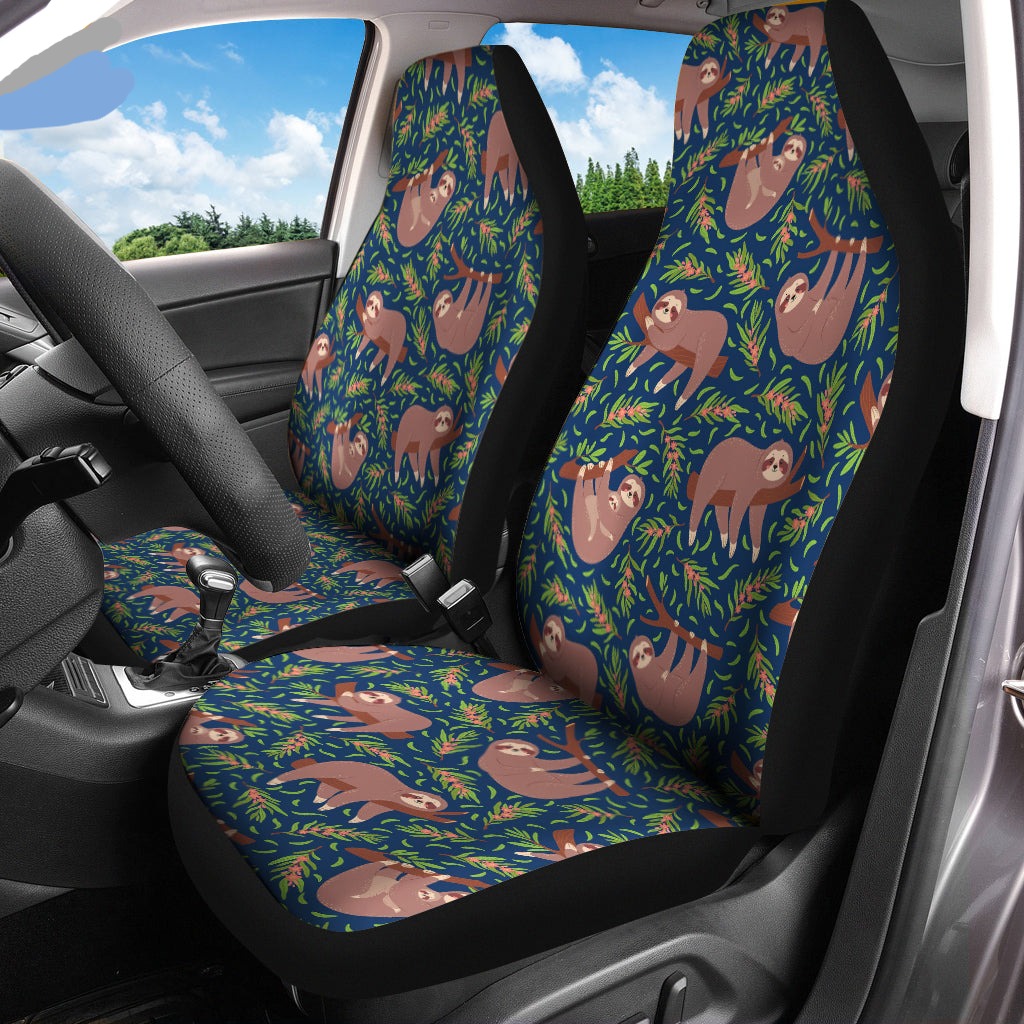 Sloth Car Seat Covers Lazy Sloths On Branch Pattern Seat Covers Blue Brown