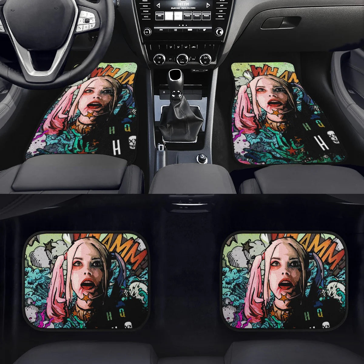 Harley Quinn Car Mats DC Harley Quinn From Suicide Squad Comic Style Car Floor Mats Colorful