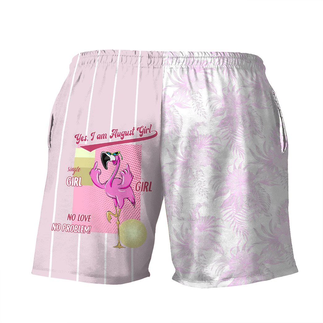 Flamingo Shorts Yes I Am August Girl Beach Shorts Pink
