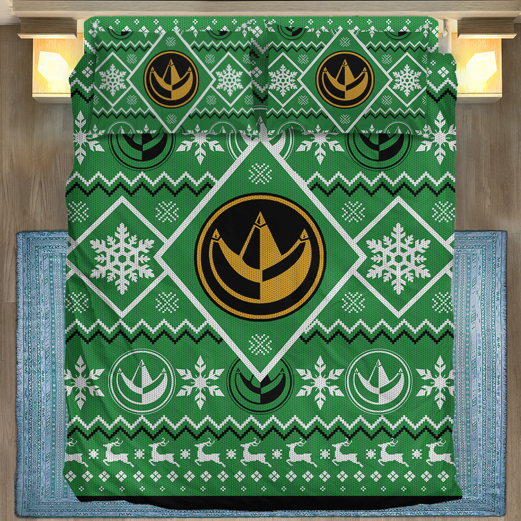 Power Ranger Bedding Set Mighty Morphin Green Power Ranger Duvet Covers Green Unique Gift