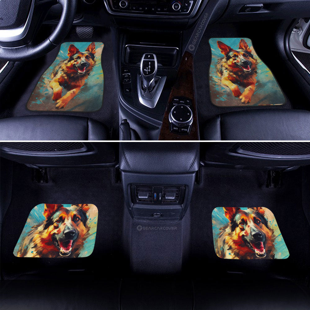 Dog Car Floor Mats Funny Happy Face German Shepherd Dog On The Run Car Mats