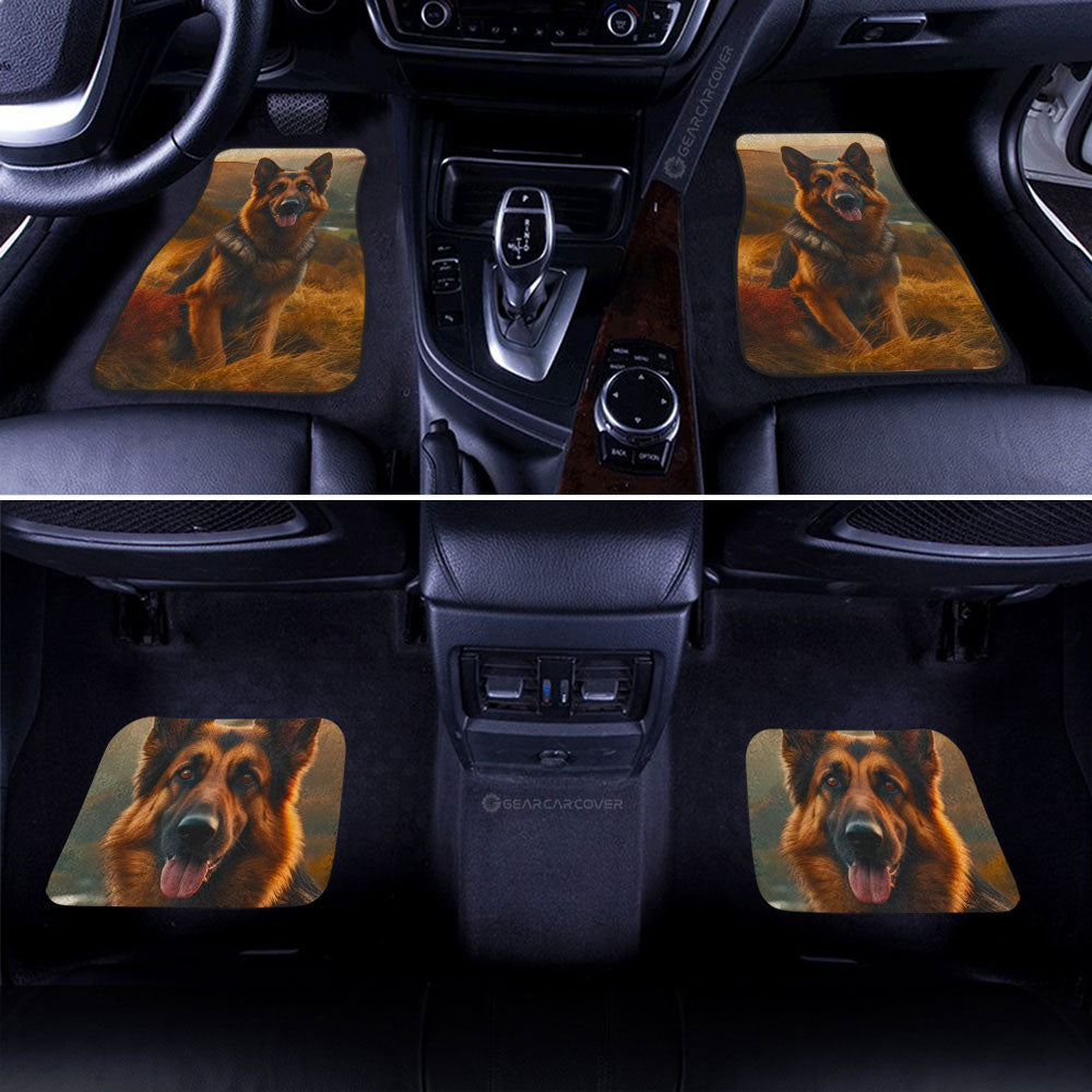 Dog Car Floor Mats Happy Face German Shepherd Dog On The Hill Car Mats