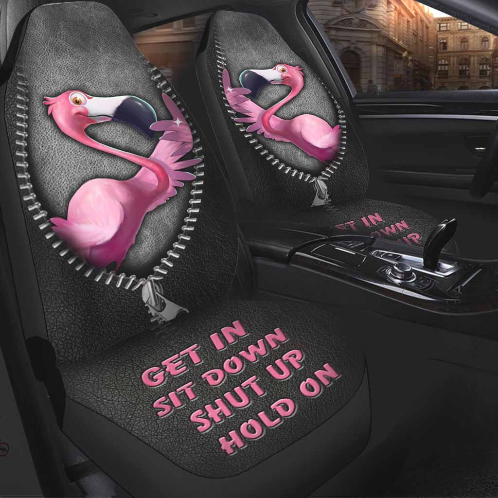 Flamingo Car Seat Covers Flamingo Get In Sit Down Shut Up Seat Covers Black Pink