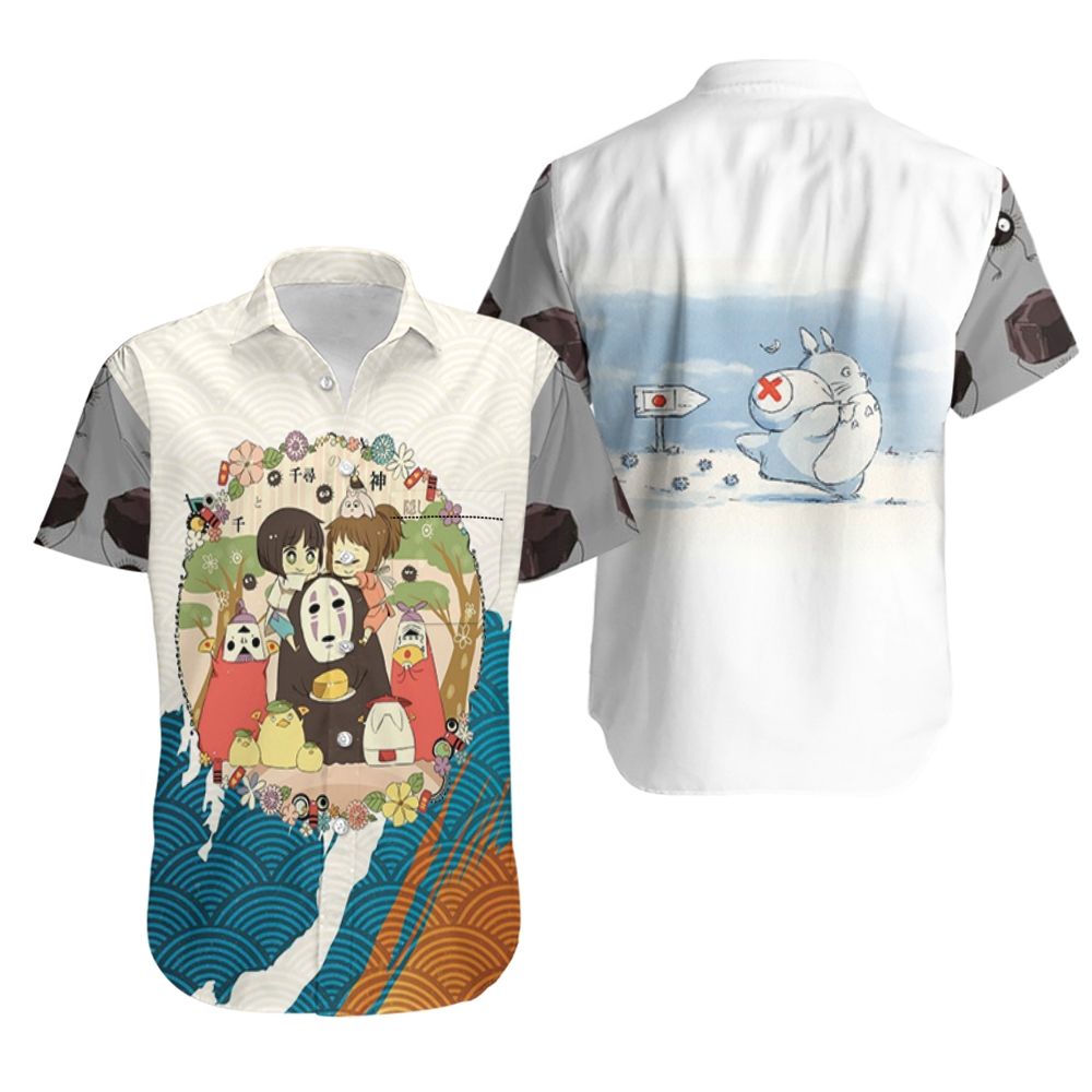 SGhibli Hawaii Shirt Chibi Spirited Away Characters Hawaiian Shirt Colorful Unisex