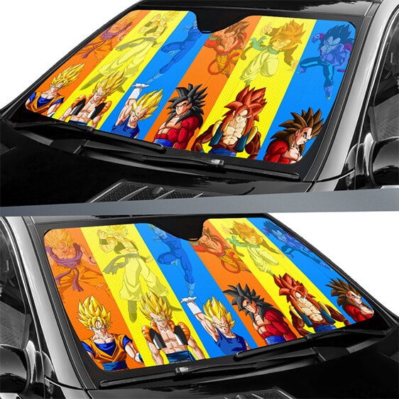 Dragon Ball Car Sun Shade Goku Gogeta And Vegeta Forms Winshield Sun Shade Colorful