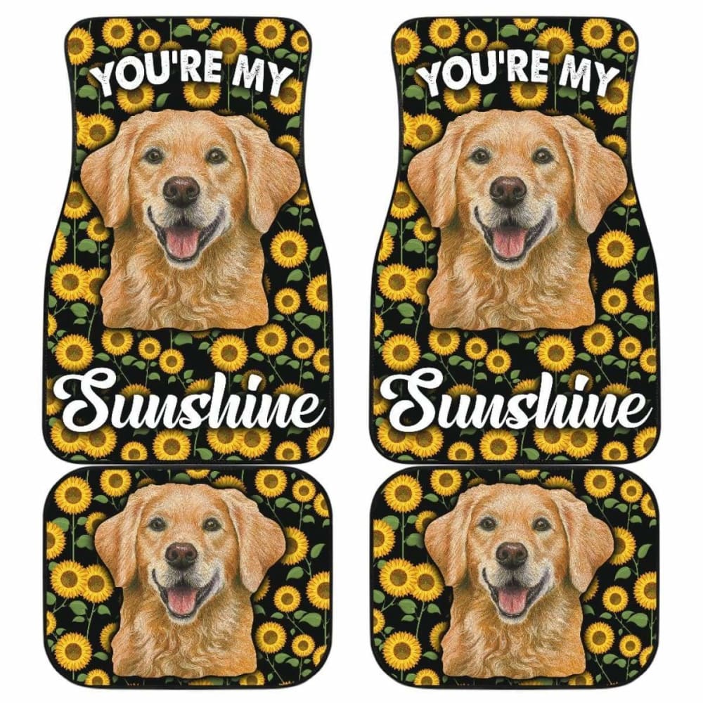 Dog Car Floor Mats Cute Golden Retriever Dog Sunflower You're My Sunshine Car Mats