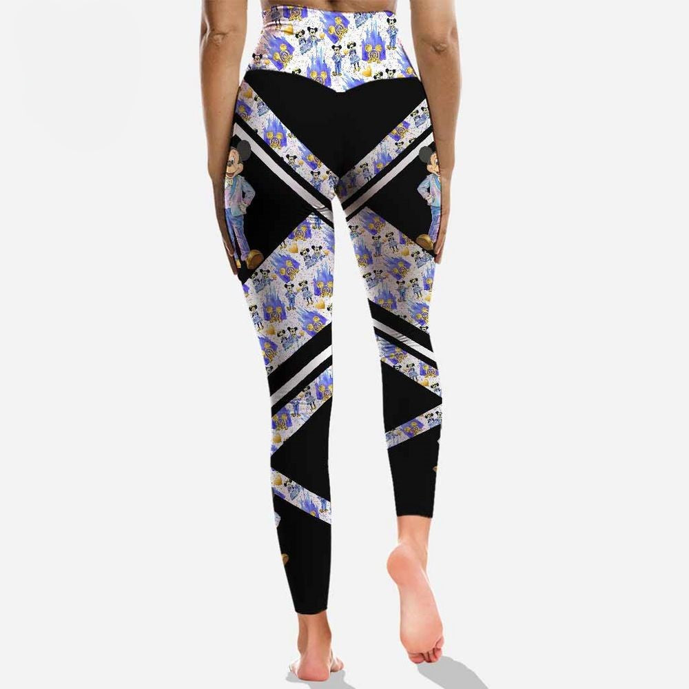 MM Leggings DN Castle MM Graphic Pattern High Waisted Legging Black Blue For Women