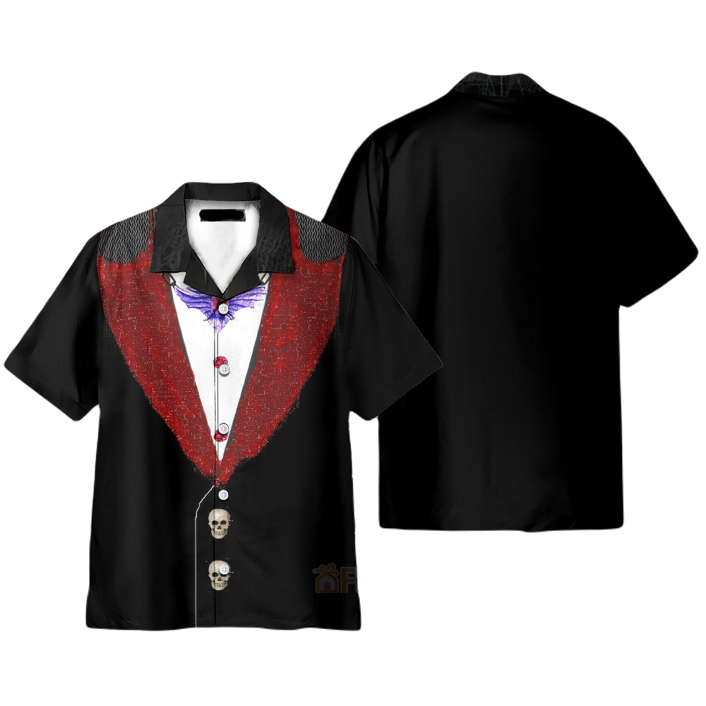 Halloween Hawaii Shirt Halloween Vampire Suit Costume Hawaiian Shirt Black Red Unisex