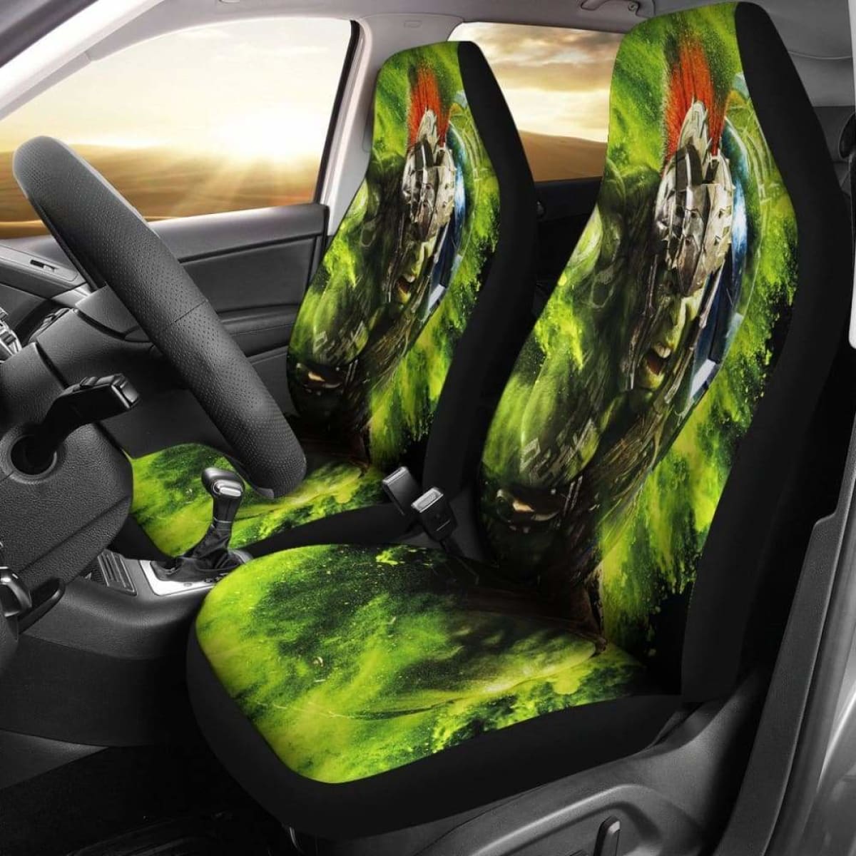 Hulk Car Seat Covers MV Hulk Warror Graphic Seat Covers Green