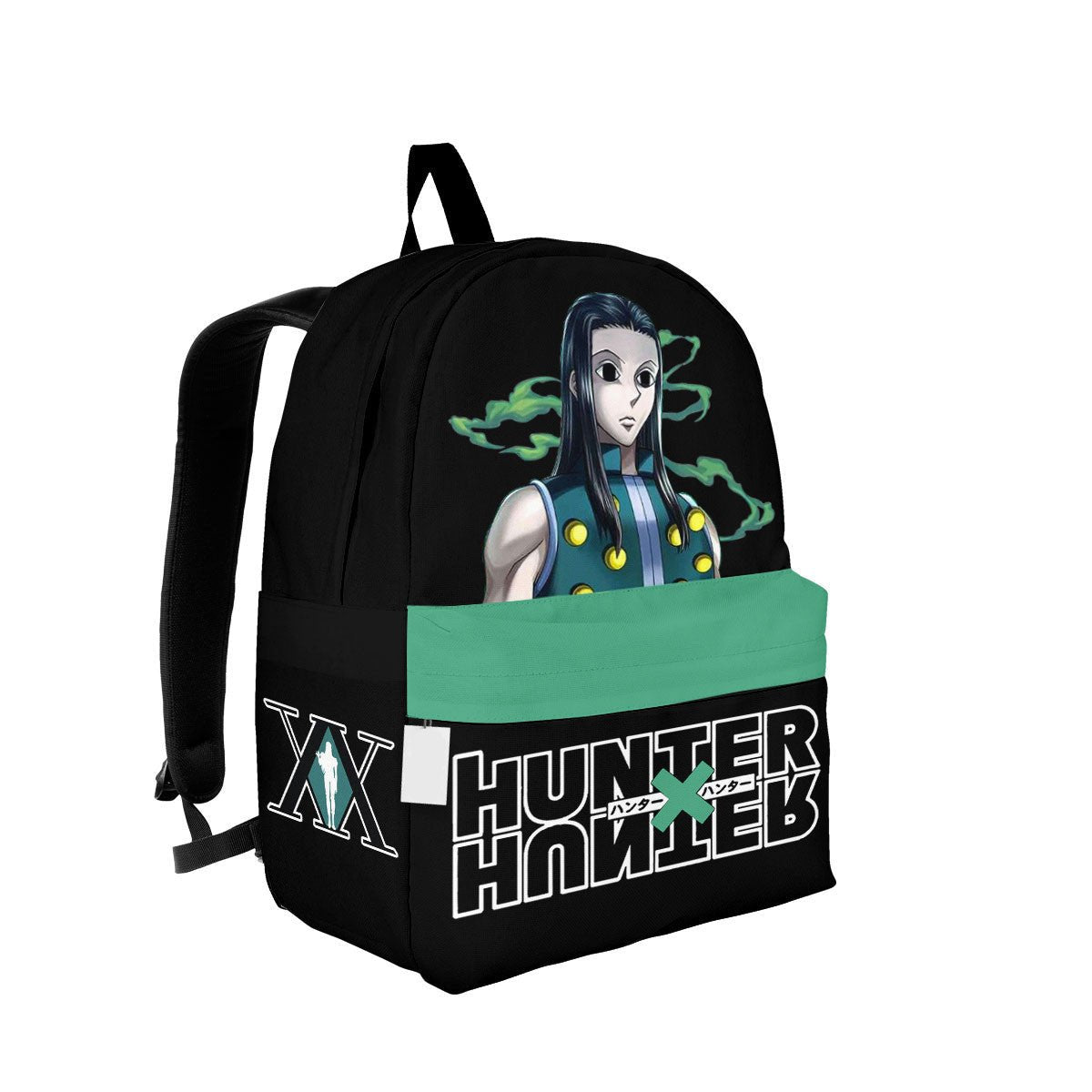 Hunter X Hunter Backpack Hunter X Hunter Illumi Zoldyck Graphic Backpacks Black Green