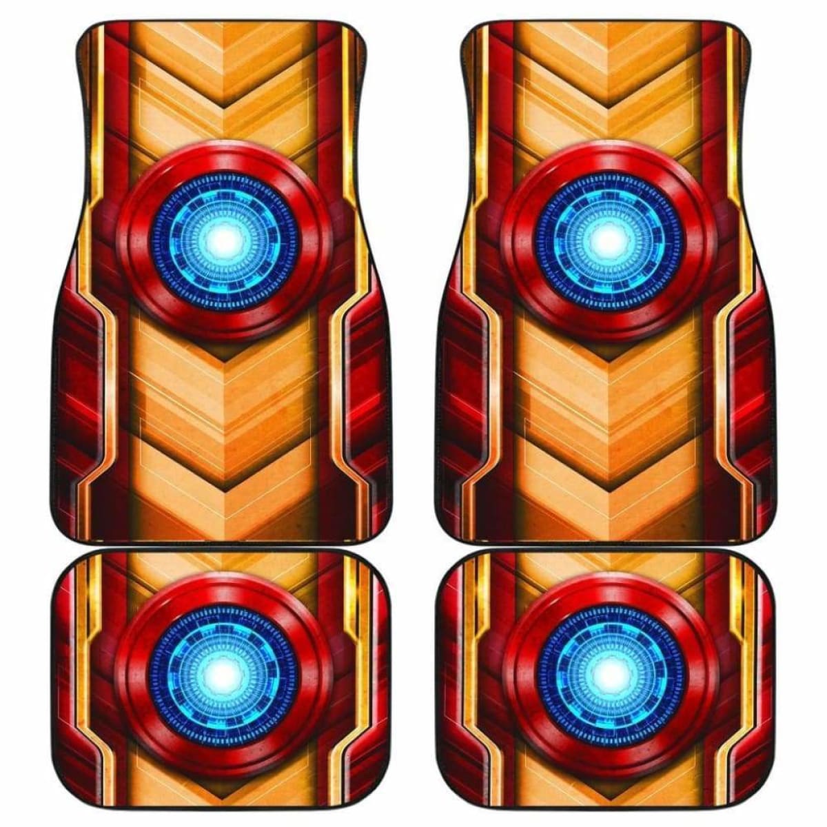 MV Car Floor Mats MV IronMan Core Heart Pattern Yellow Red Car Mats