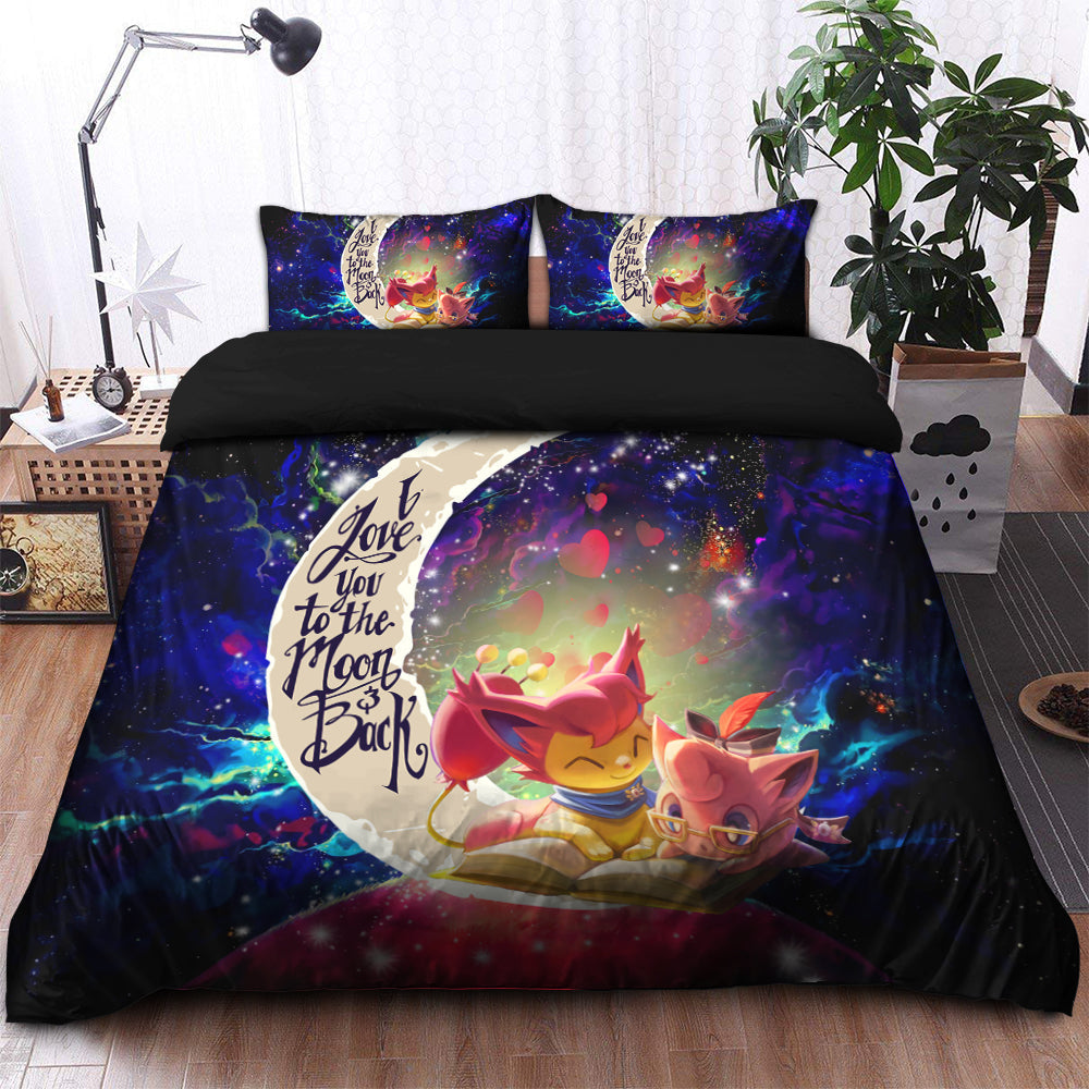 Skitty And Jigglypuff Love You To The Moon Galaxy Bedding Set