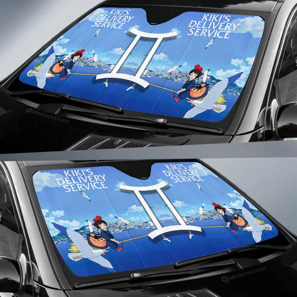SGhibli Car Sun Shade Kiki's Delivery Service Graphic Winshield Sun Shade Blue