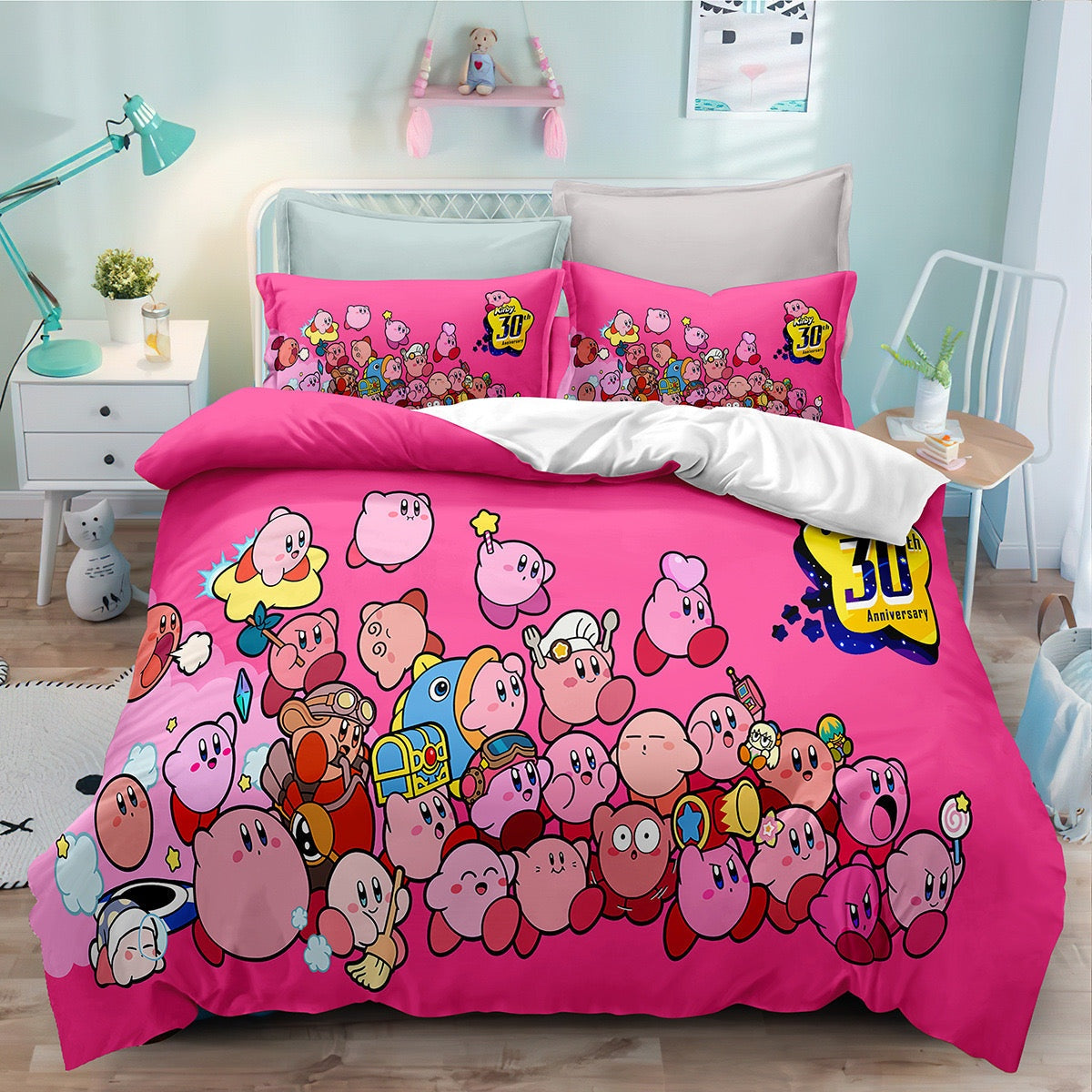 Kirby Bedding Set Kirby In All Versions Graphic Duvet Covers Pink Unique Gift