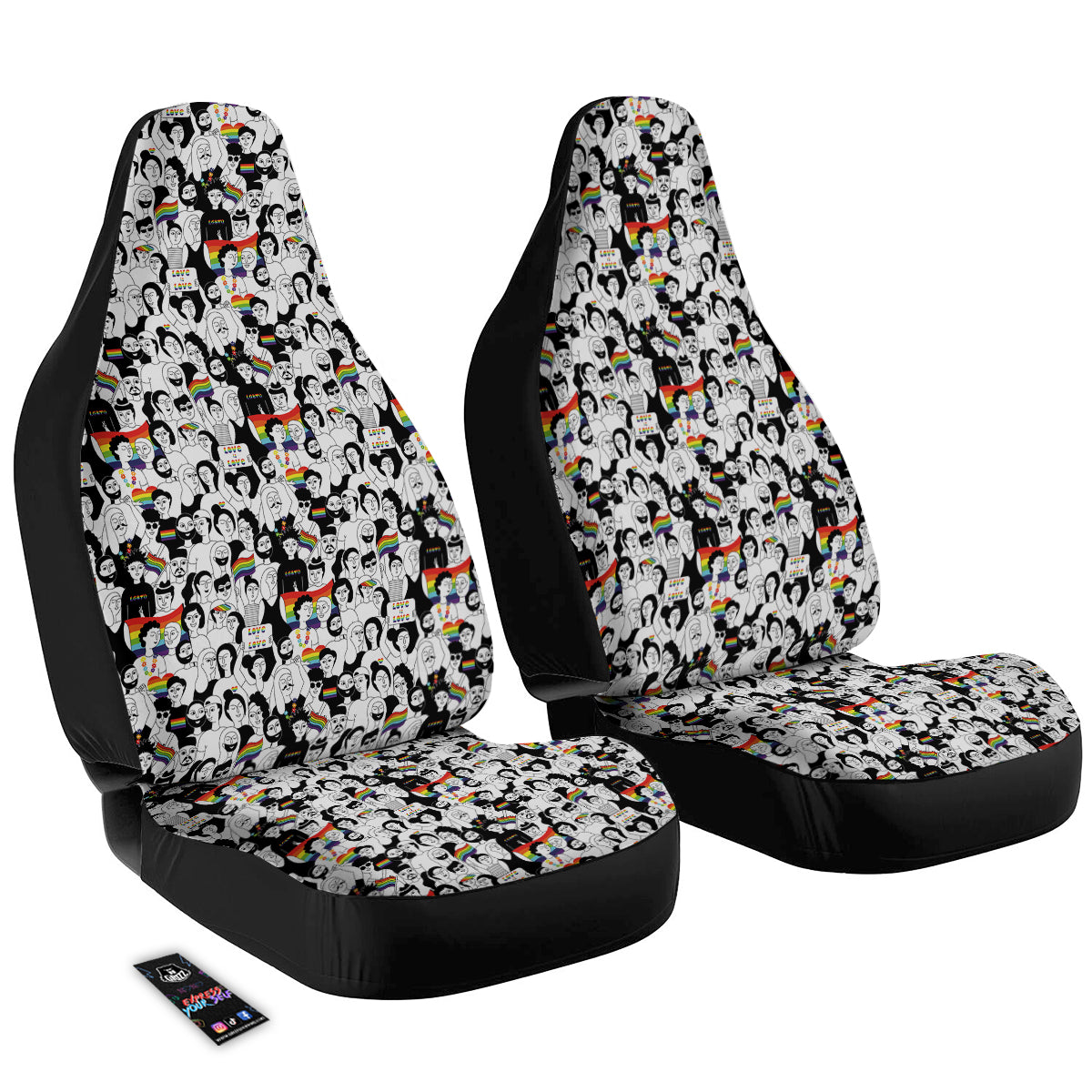 LGBT Car Seat Covers LGBT Pride Parade Doodle Pattern Seat Covers White