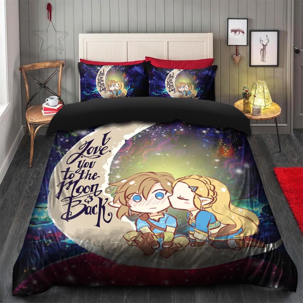 The Legend Of Zelda Bedding Set Zelda Couple Love You To The Moon Duvet Covers Colorful Unique Gift