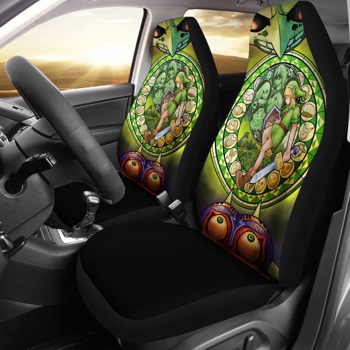 The Legend Of Zelda Car Seat Covers Legend Of Zelda Link Graphic Seat Covers Black Green