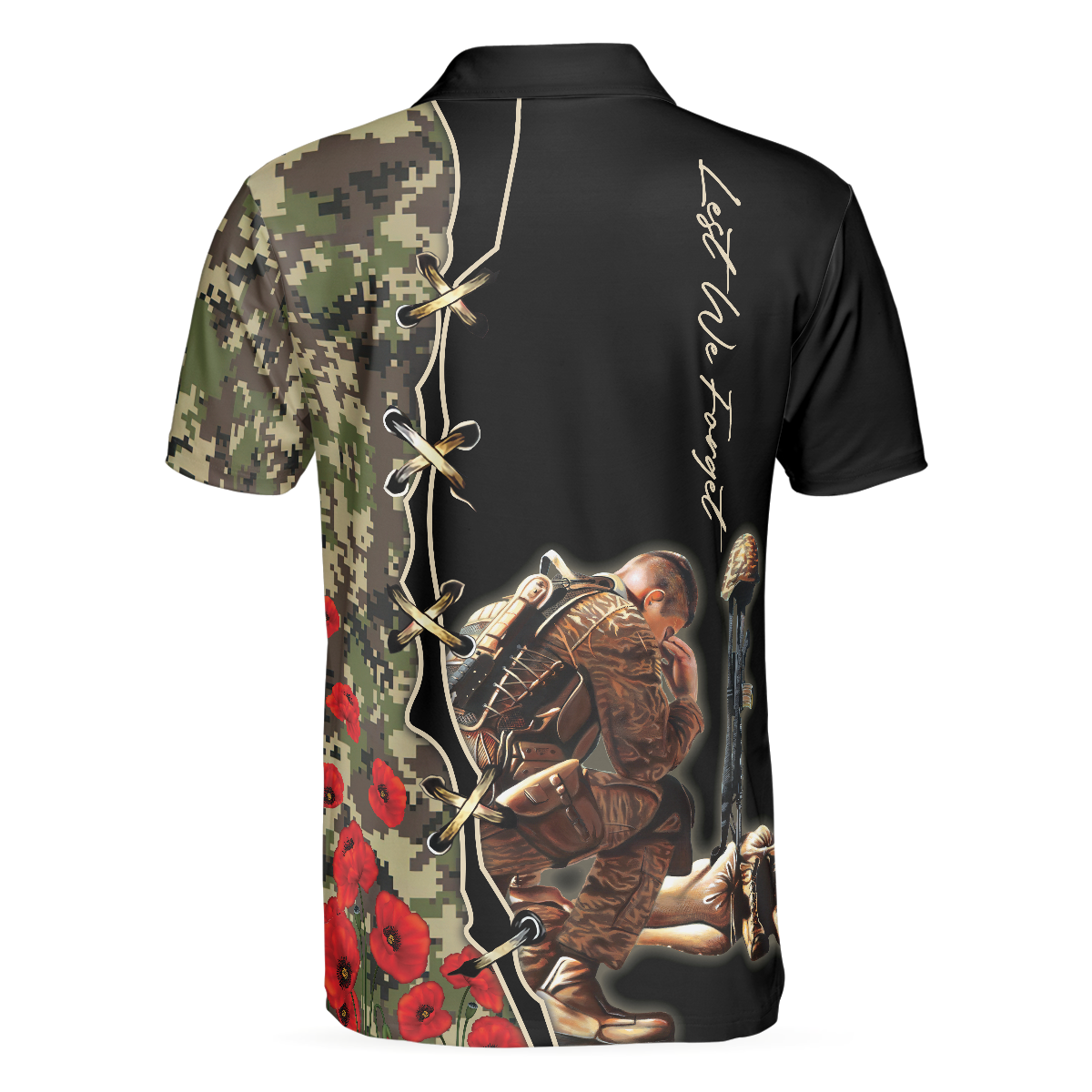Veteran Polo Shirt Lest We Forget Veteran Boys Polo Shirts Black Green