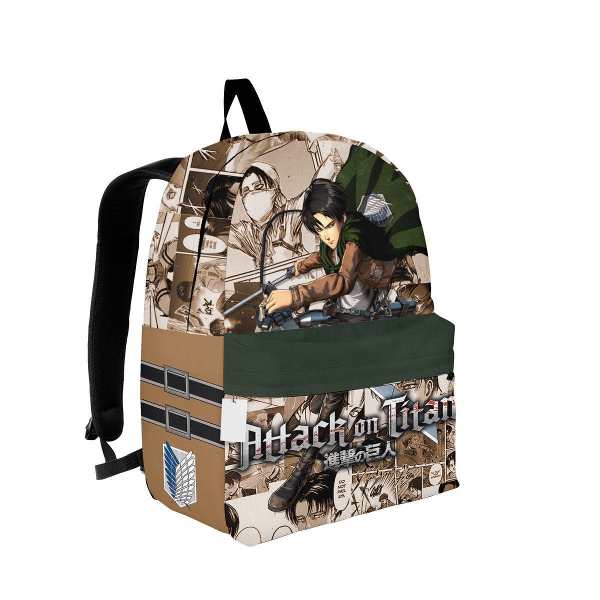 Attack On Titan Backpack Levi Ackerman Character Manga Pattern Backpacks Brown