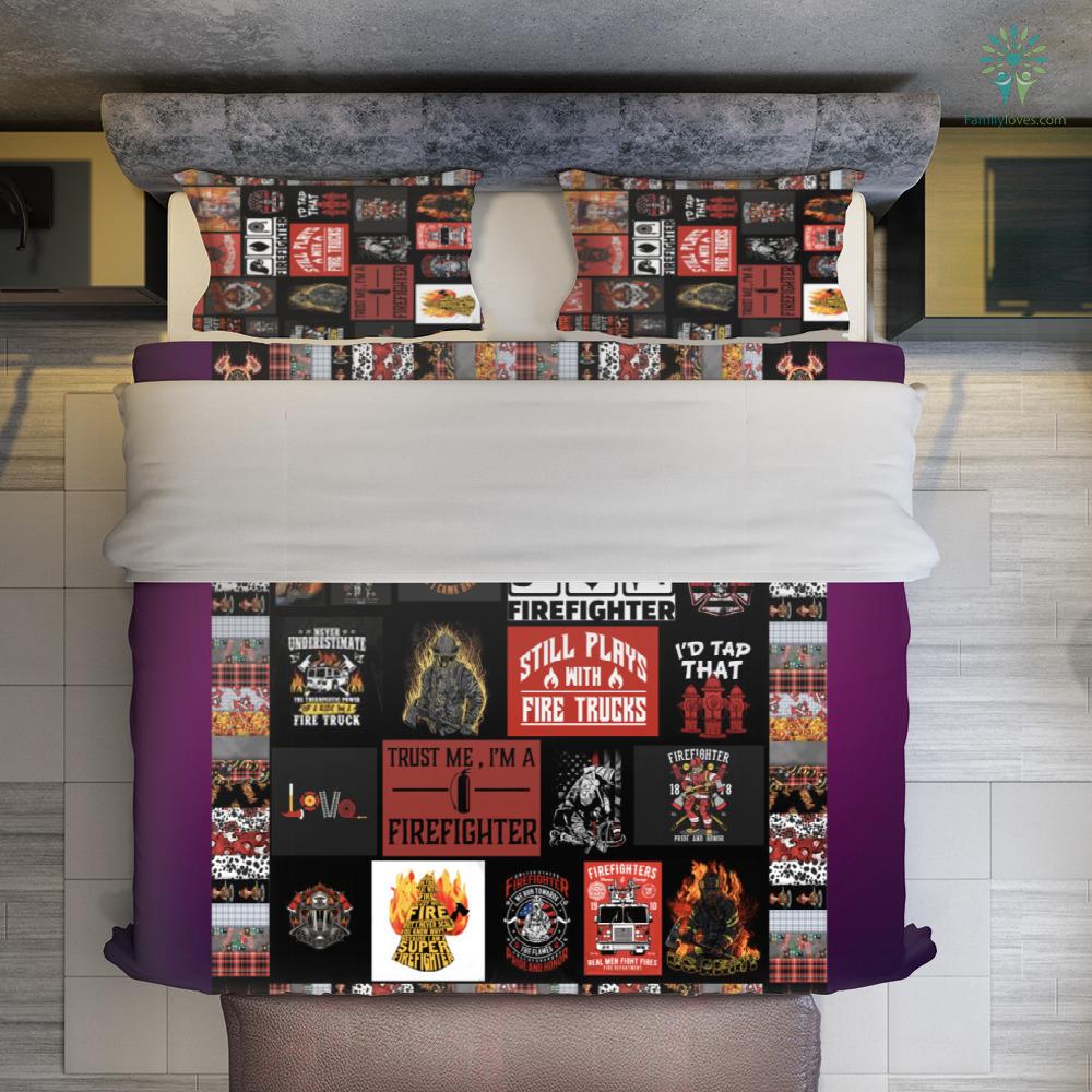 Firefighter Bedding Set Firefighters Still Plays With Fire Truck Duvet Covers Black Red Unique Gift
