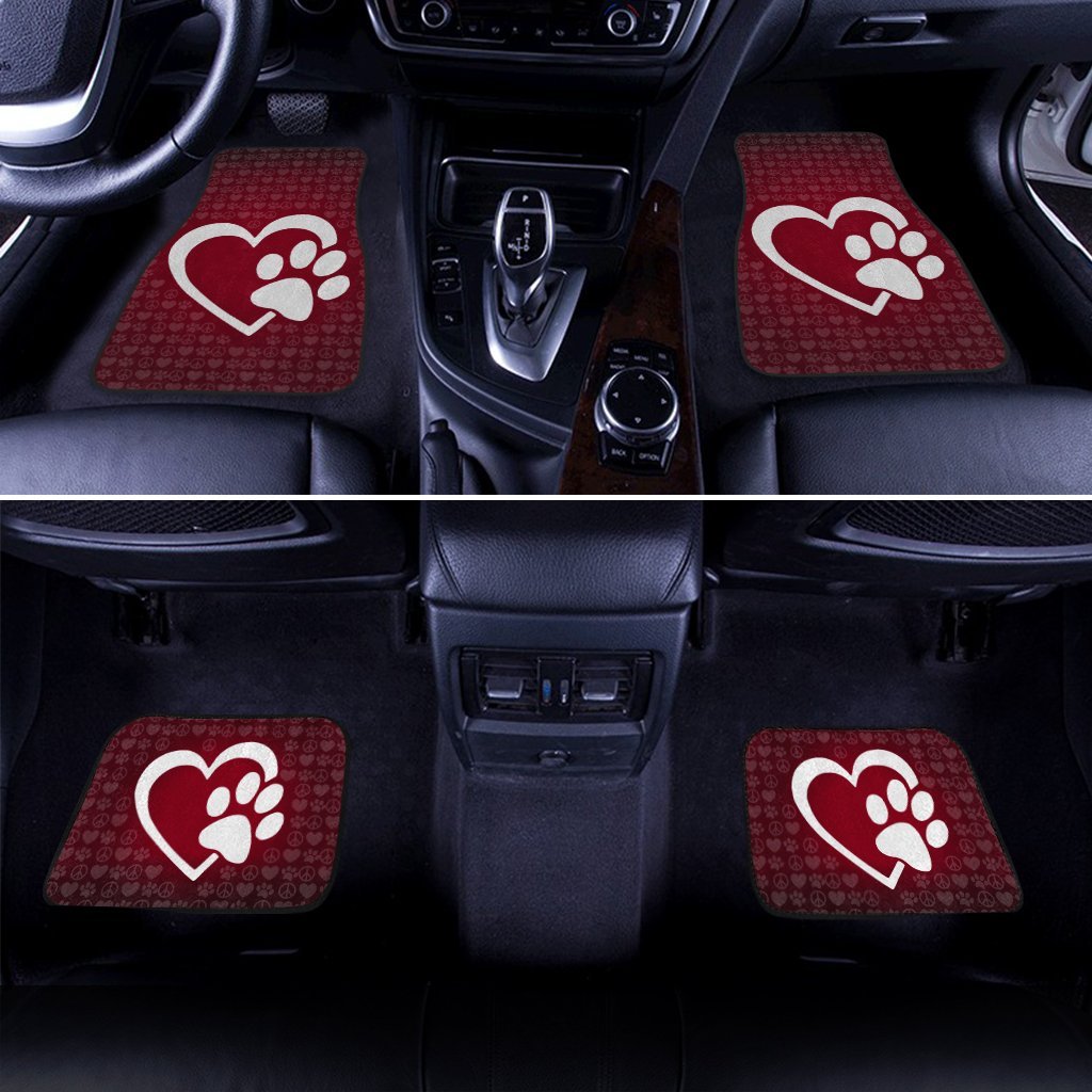 Dog Car Floor Mats Love Dog Pawprint Peace Sign Pattern Car Mats