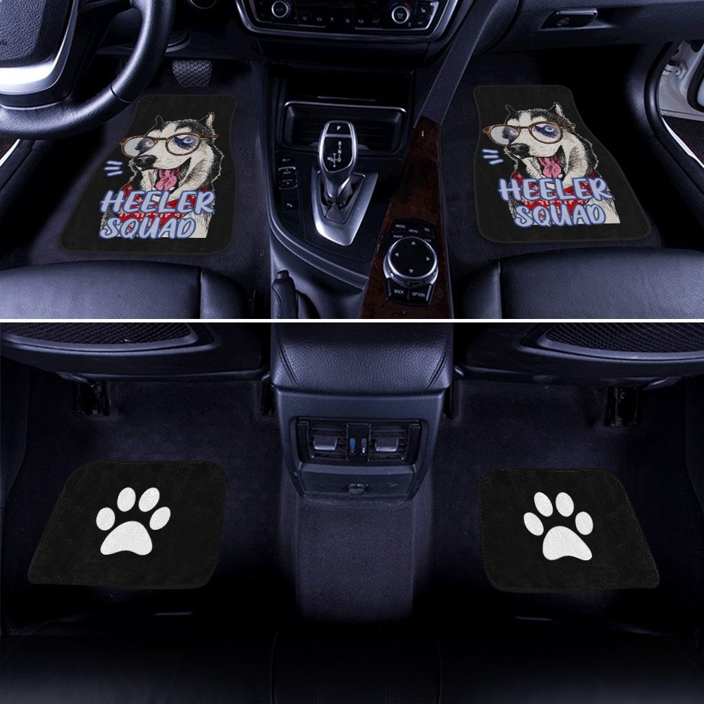 Dog Car Floor Mats Funny Husky Dog With Glasses Heeler Squad Car Mats