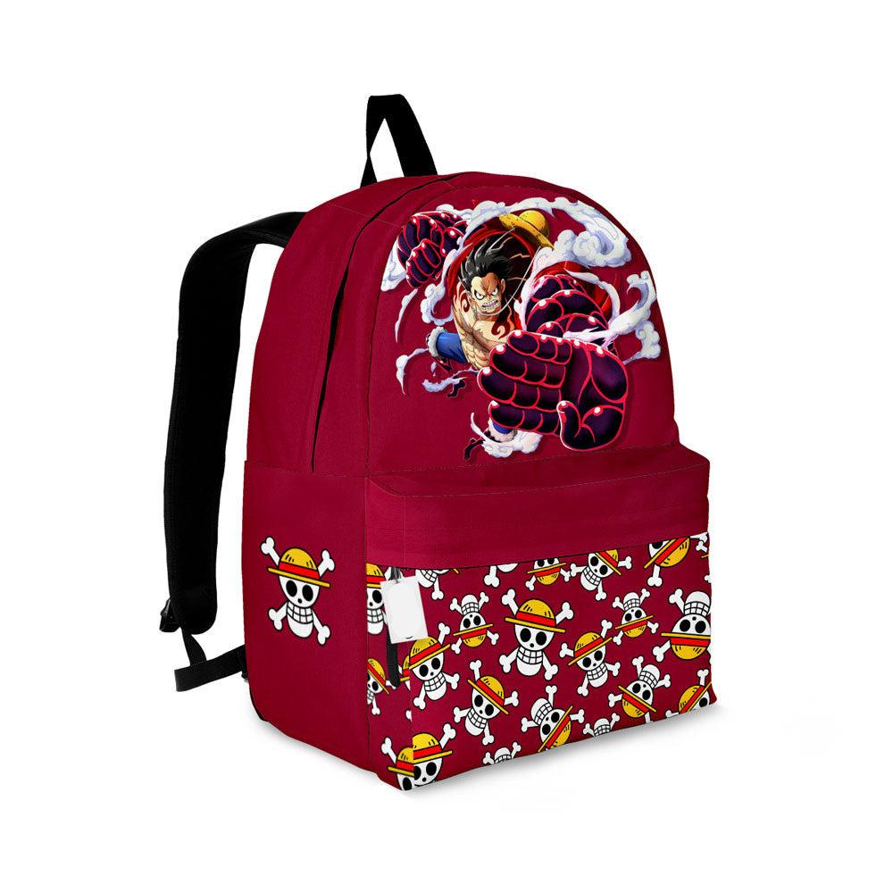 One Piece Backpack Luffy Gear 4 Jolly Roger Pattern Backpacks Red