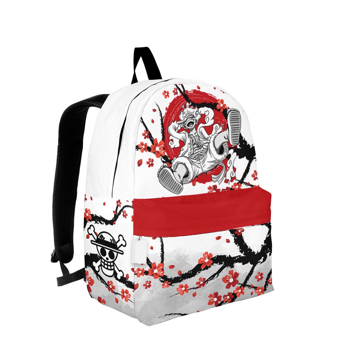 One Piece Backpack Luffy Gear 5th Japanese Cherry Blossom Pattern Backpacks White Red