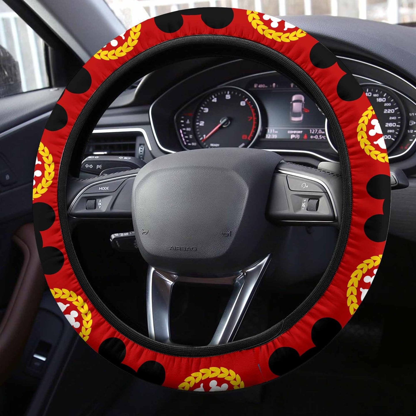 MM Steering Wheel Cover MM Pose And Head Silhouette Driving Wheel Cover Red