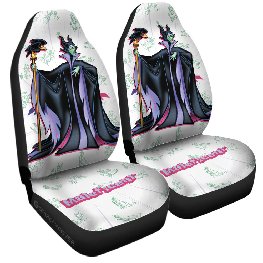 Maleficent Car Seat Covers DN Villain Maleficent Graphic Patten Seat Covers White Purple