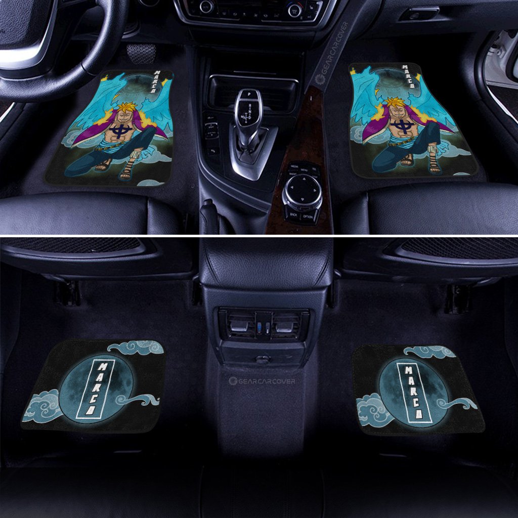 One Piece Car Mats Marco Graphic Cloud And Moon Pattern Car Floor Mats Black Blue