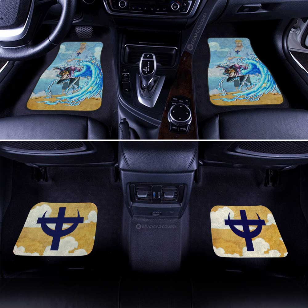 One Piece Car Mats Young Marco Graphic Jolly Roger Symbol Car Floor Mats Blue Yellow